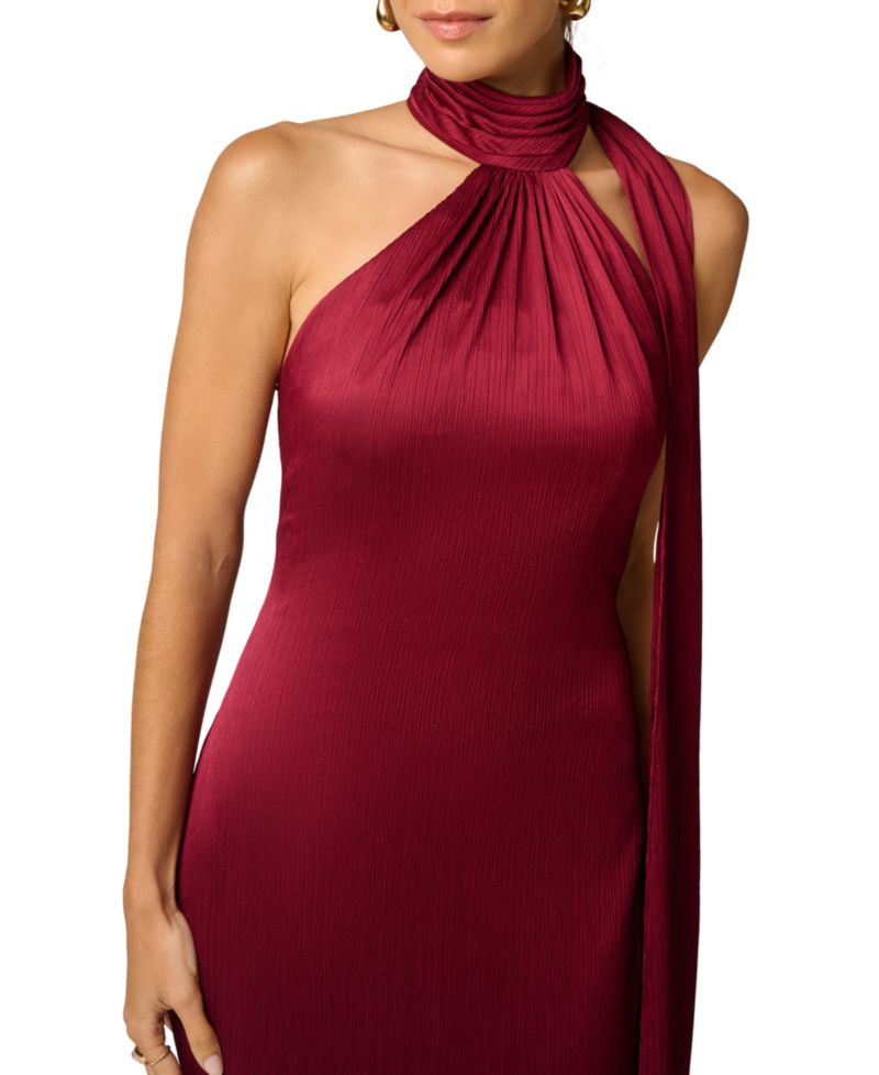 Women's Halter Crinkle-Satin Long Dress