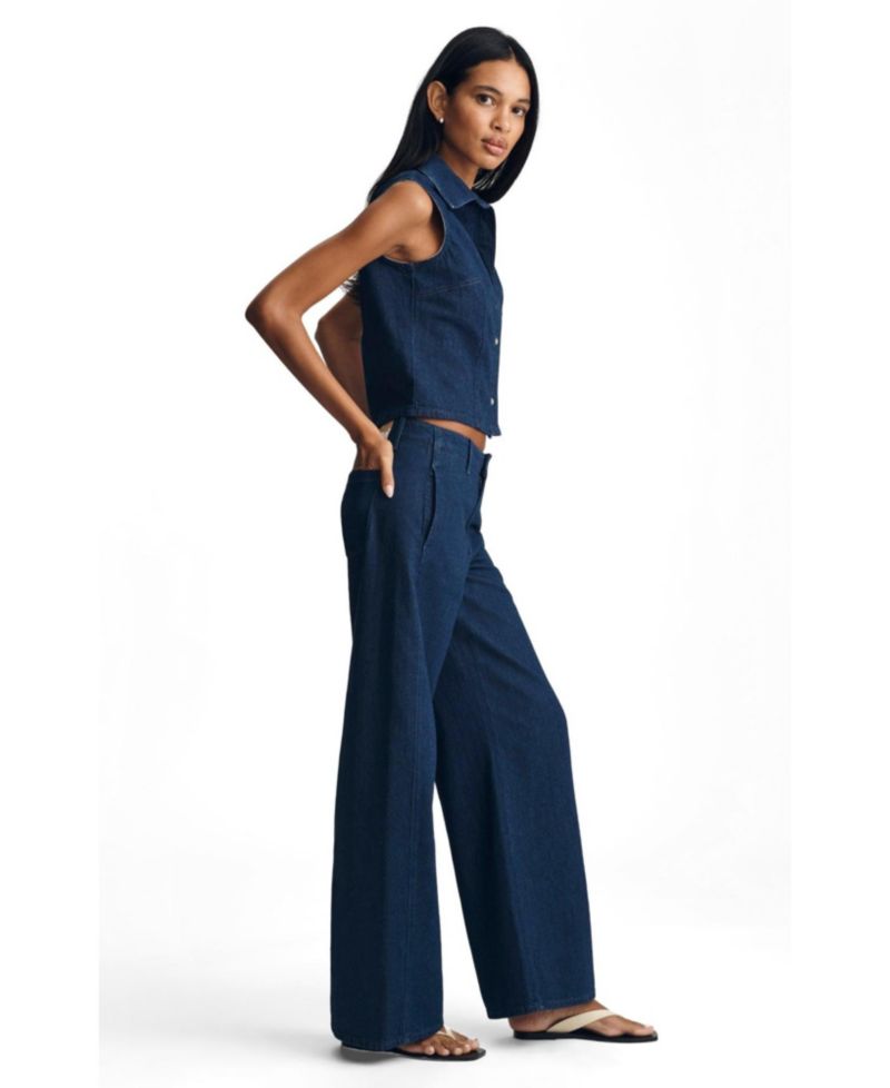 Women's Siena High Rise Wide Leg In Chino Dark Linen Denim