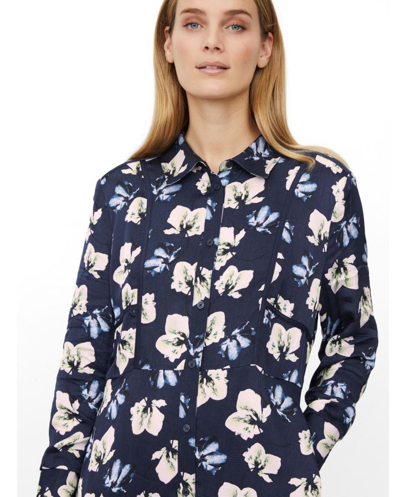 Women's Manolivienne Floral-Print Long-Sleeve Button-Front Midi Dress