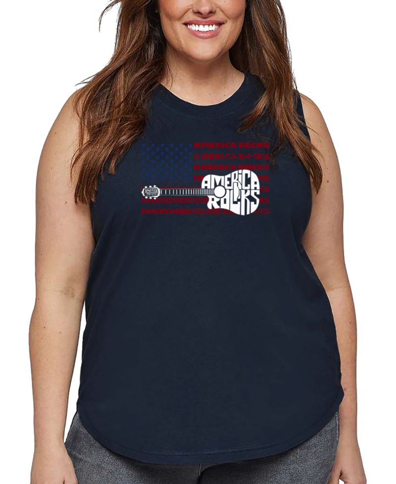 Plus Size America Rocks Word Art Tank Top