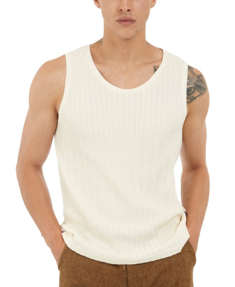 Men's Regular-Fit Loose-Knit Textured Tank Top