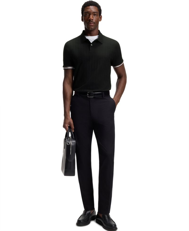 Men's Mercerized-Cotton Vertical Stripes Polo Shirt