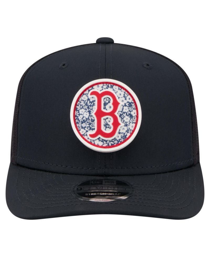 Men's Navy Boston Red Sox Floral Patch 9SEVENTY Adjustable Hat