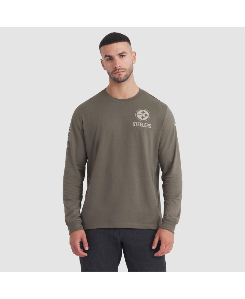 Men's Olive Pittsburgh Steelers 2025 Salute to Service Sideline Long Sleeve T-Shirt