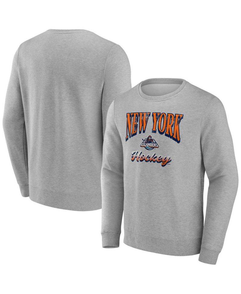 Men's Gray New York Islanders Light the Candle Fleece Pullover Sweatshirt
