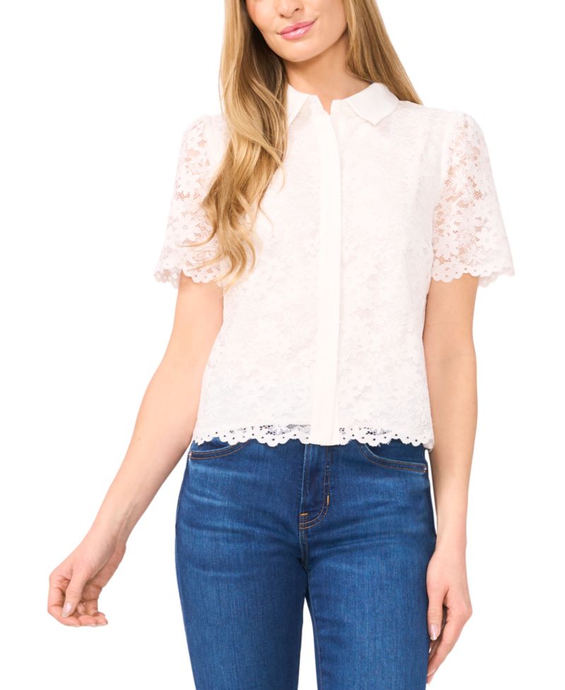 Women's Lace Short-Sleeve Shirt