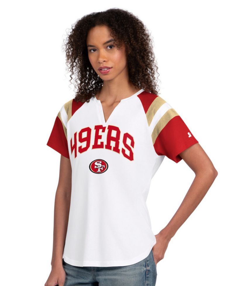 Women's White San Francisco 49ers Game On Notch Neck T-Shirt