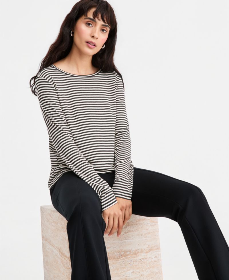 Women's Emmmora Striped Three-Quarter-Sleeve T-Shirt
