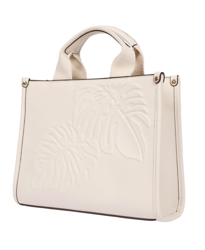 Darcy Leaf Motif Medium Tote – Embossed PU Convertible Top Handle and Crossbody Bag