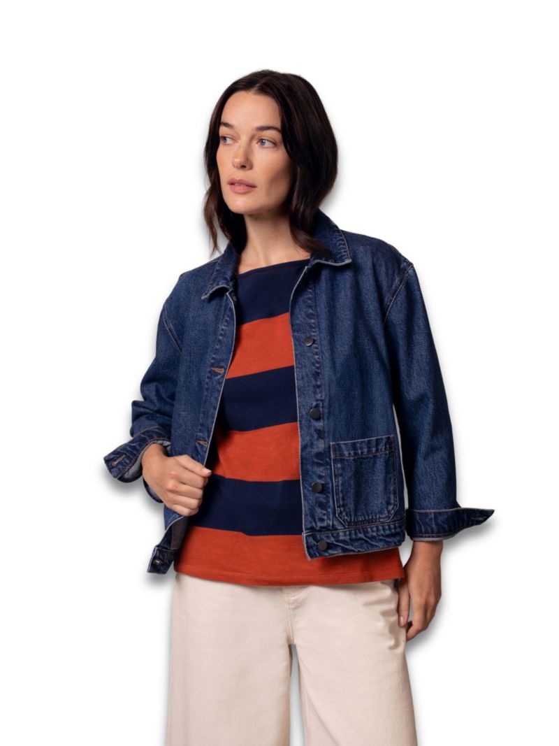 Women's Long Sleeve Patch Pocket Denim Jacket