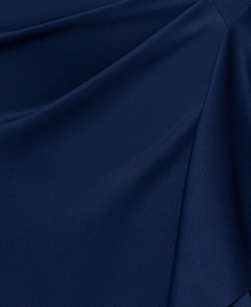 Plus V-Neck Ruffled Side-Slit Scuba Gown