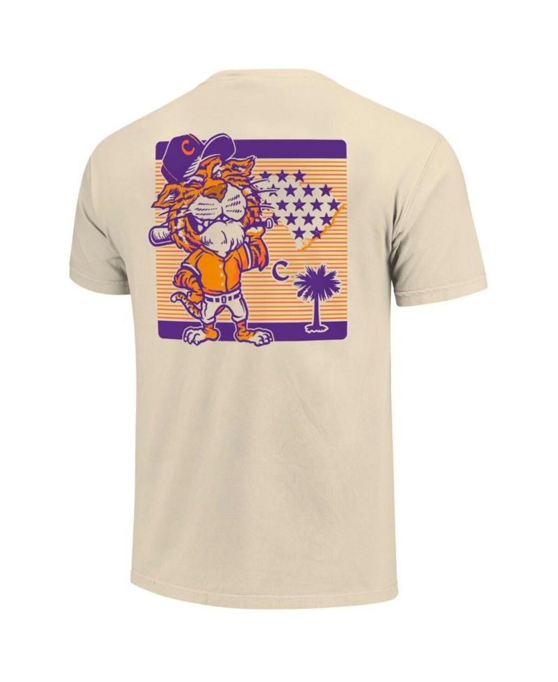 Men's Cream Clemson Tigers Palmetto C Baseball T-Shirt