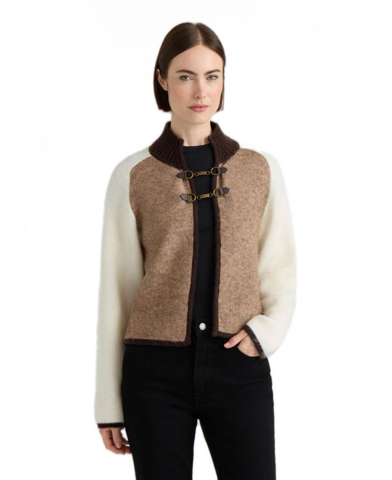Women's Hunter Mock Neck Snaffle Buckle Closure Cardigan
