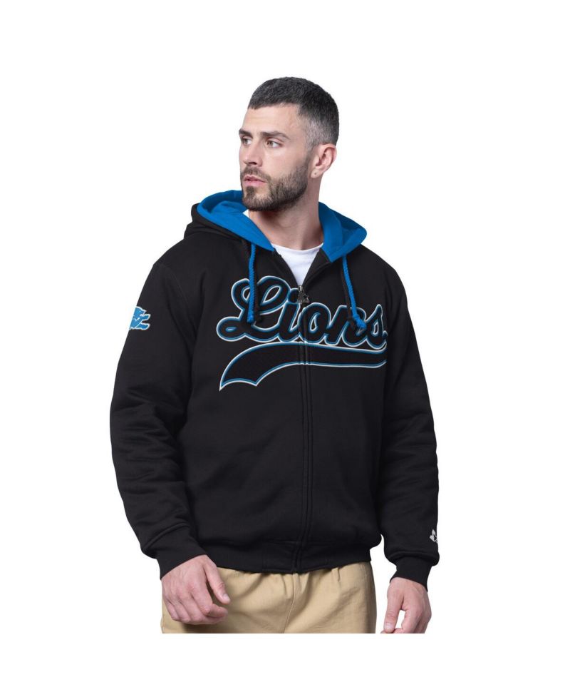 Men's Black Detroit Lions Big Shot Full-Zip Double Hoodie