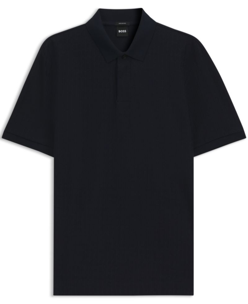 Men's Cotton Geometric-Jacquard Polo Shirt
