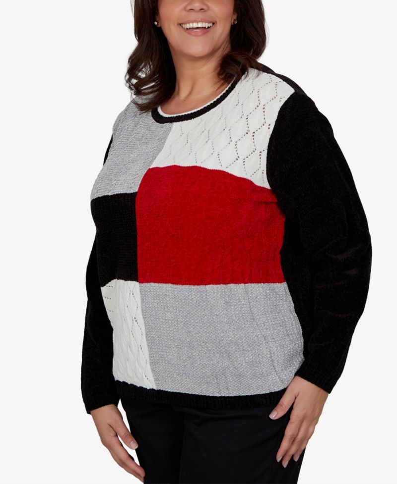 Plus Size Colorblock Textured-Chenille Sweater