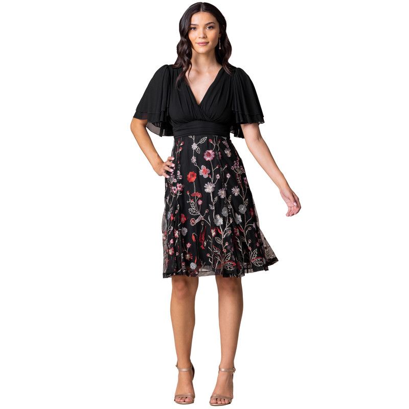 Women's Lillian Embroidered Mesh Midi Cocktail Dress