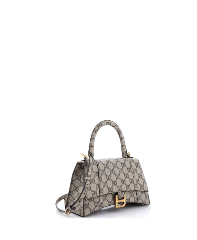 Small x Balenciaga The Hacker Project Hourglass Top Handle Bag GG Coated Canvas