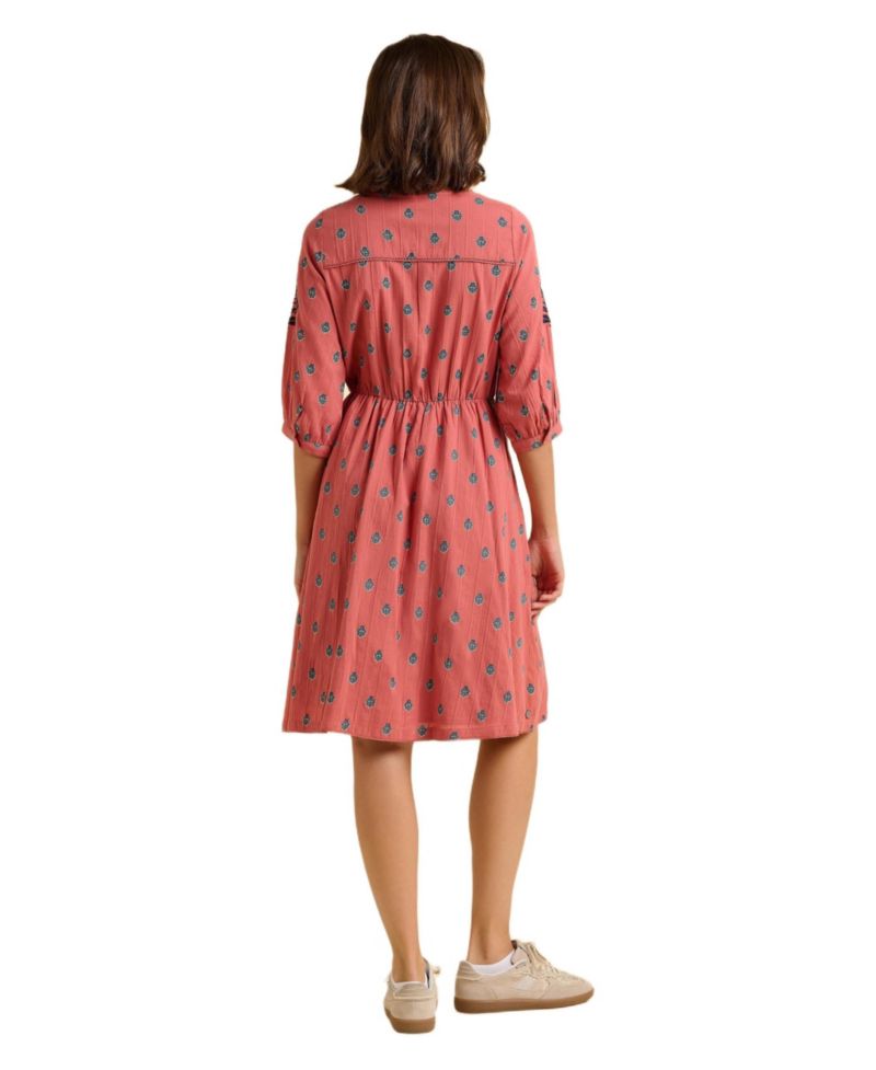Women's Rolling 3/4 Sleeve Round Neck Dress