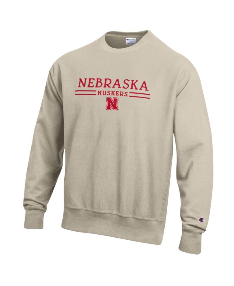 Men's Oatmeal Nebraska Huskers Reverse Weave Crewneck Sweatshirt
