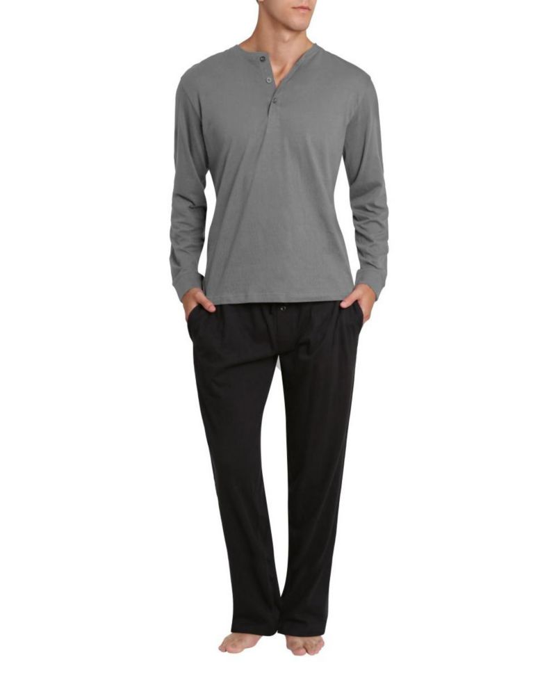 Sleep Hero Men's Henley Neck Knit Pajama Set