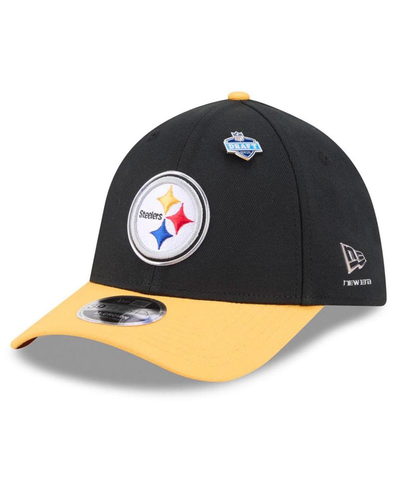 Men's Black/Gold Pittsburgh Steelers 2026 NFL Draft 39THIRTY M-Crown Flex Hat