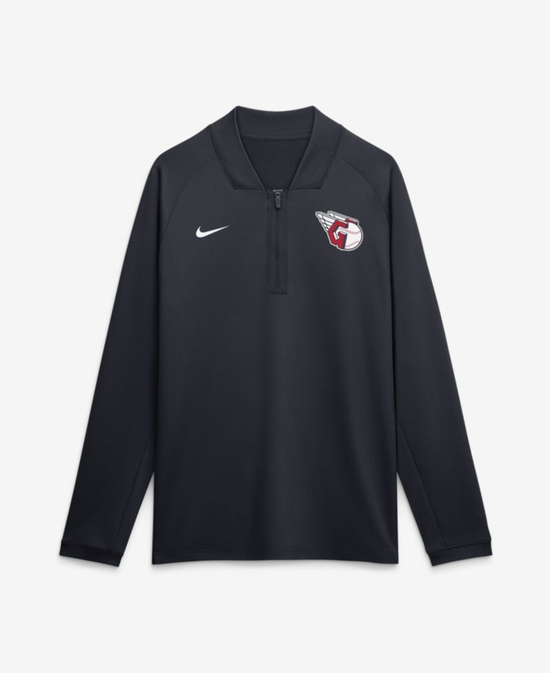 Men's Navy Cleveland Guardians Authentic Collection Dri-FIT Raglan Half-Zip Pullover