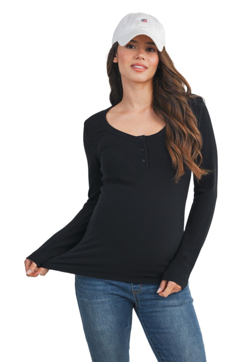 Maternity Henley Long Sleeve Nursing Top