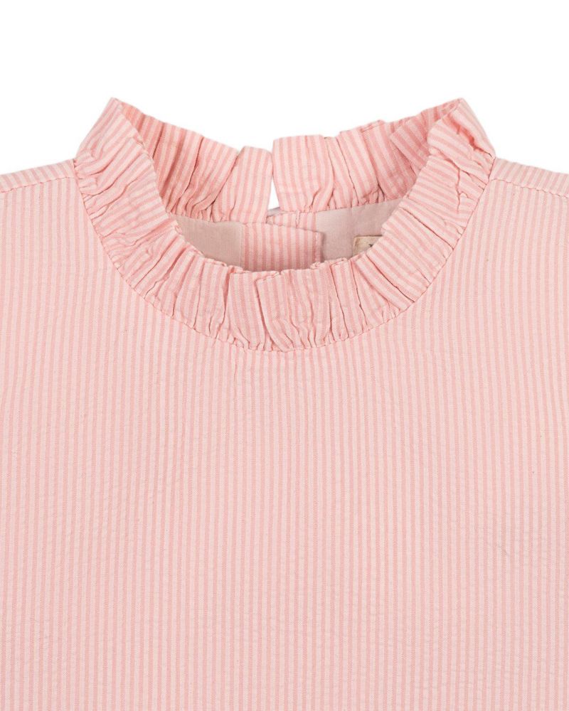 Big Girls Organic Ruffle Neck Seersucker Top