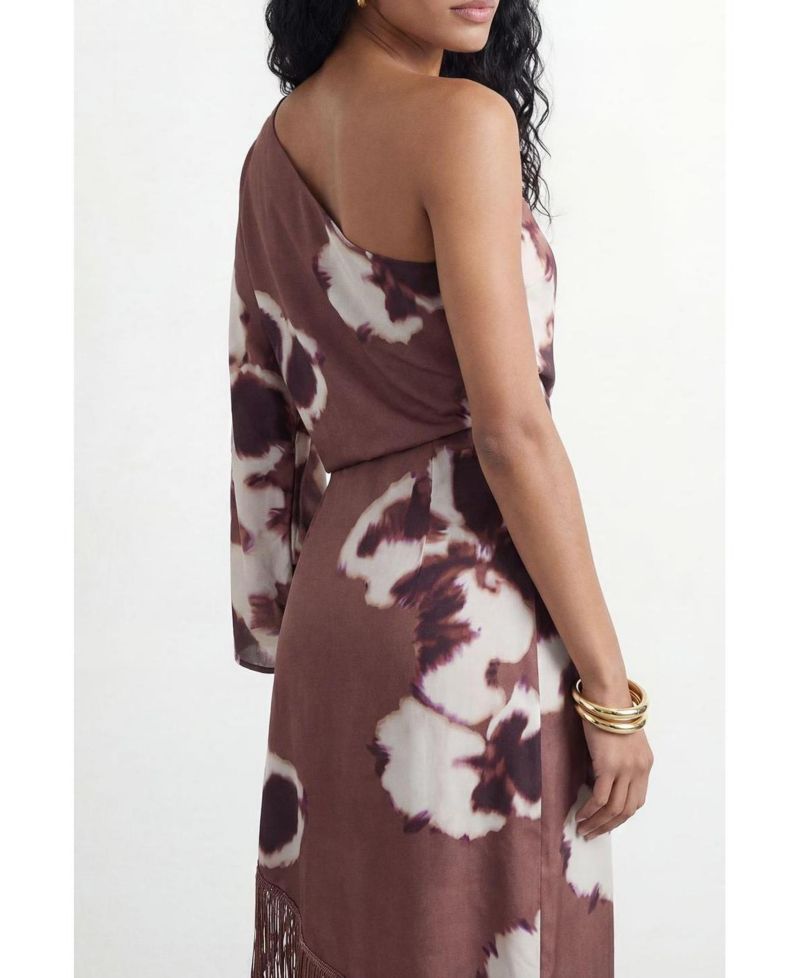 Women's One Shoulder Satin Midi Dress