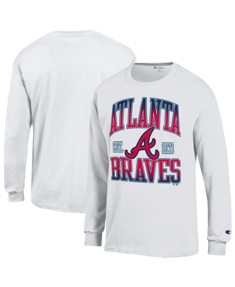 Men's White Atlanta Braves Jersey Long Sleeve T-Shirt