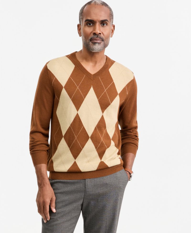 Men's Argyle V-Neck Sweater