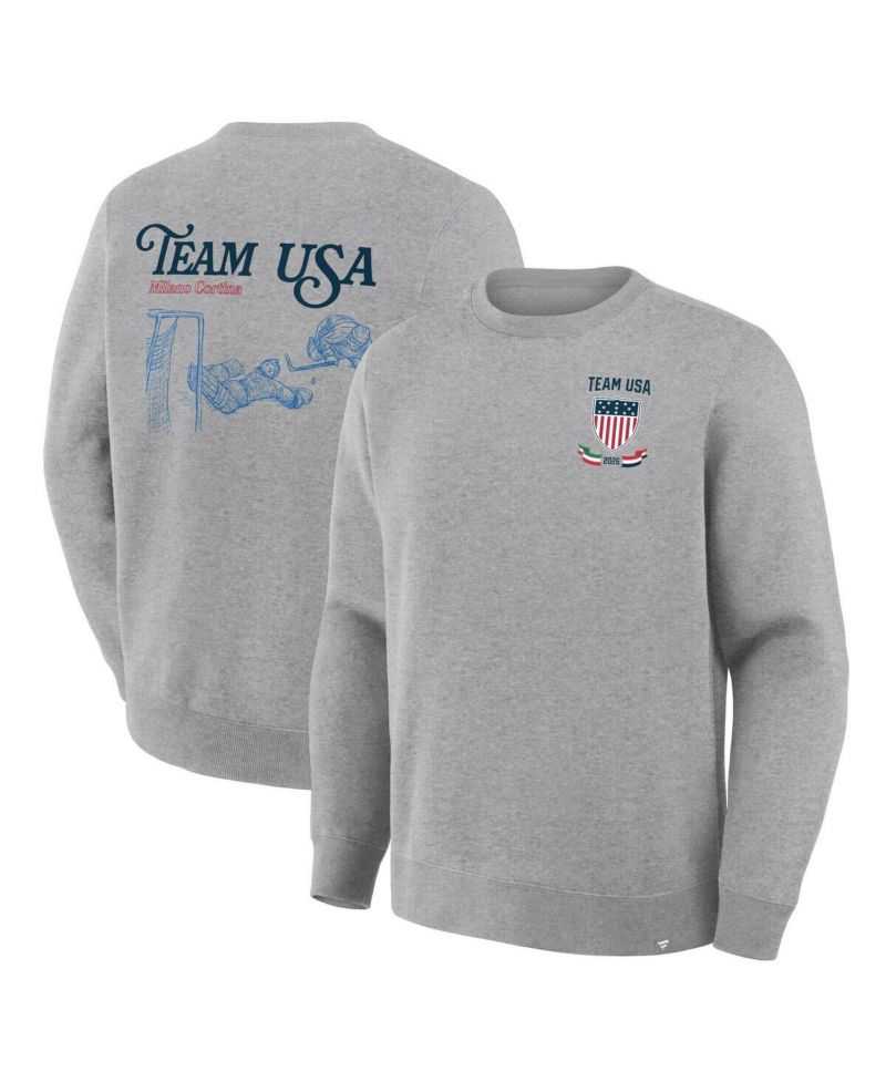 Men's Heather Gray Team USA Milano Cortina 2026 Winter Olympics Hockey Legacy Fleece Sweatshirt