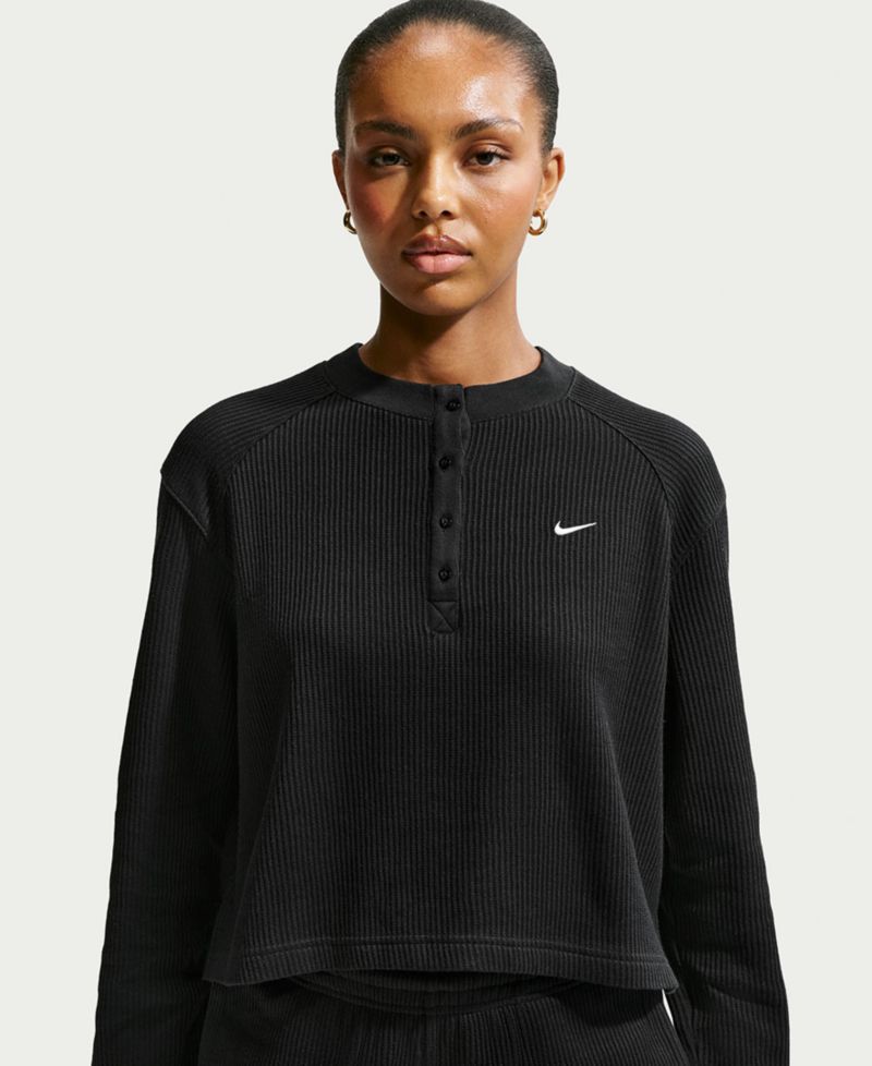 Women's Sportswear Chill Waffle Oversized Long-Sleeve Henley Top