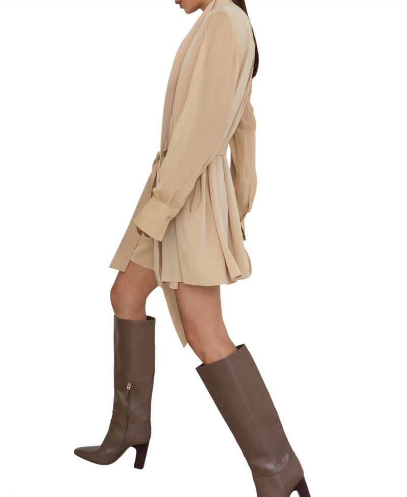 Women's Iman Tie-Neck Belted Mini Dress