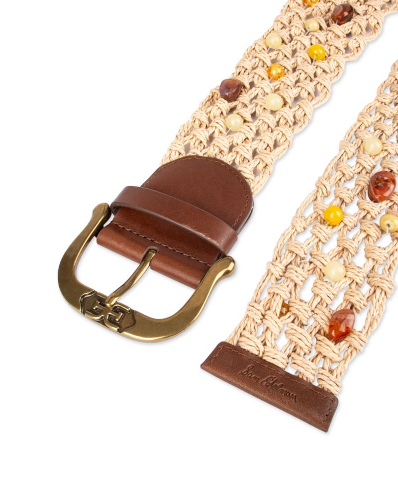 Women's Wide Beaded Macrame Belt