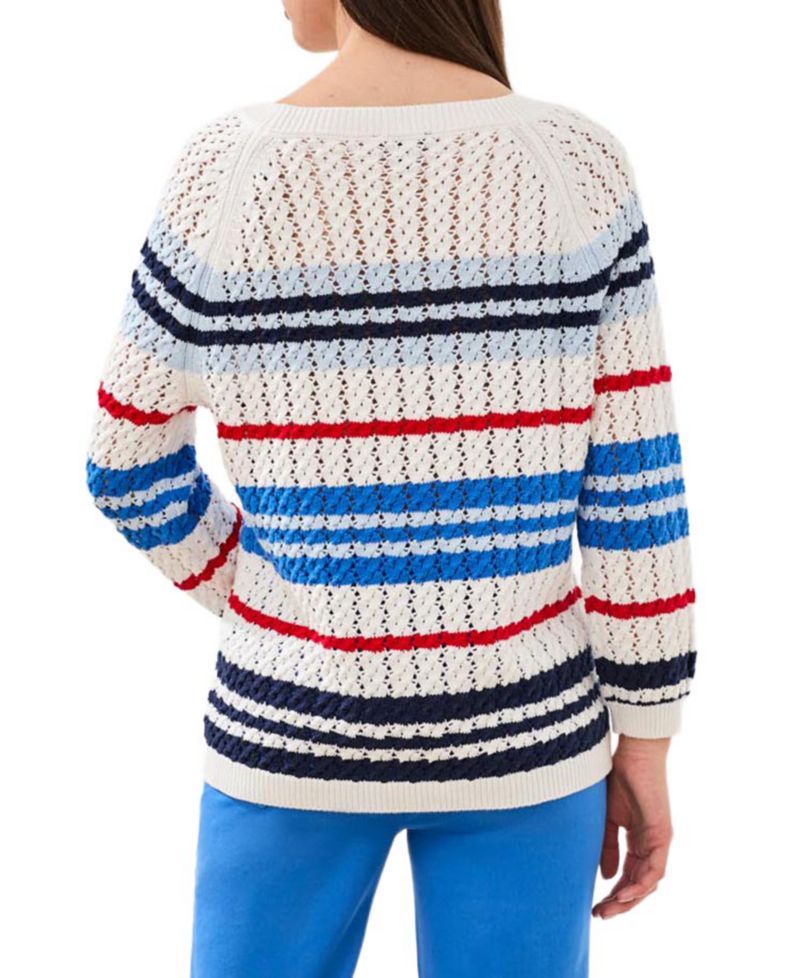Women's Striped Cotton Crew Neck Sweater