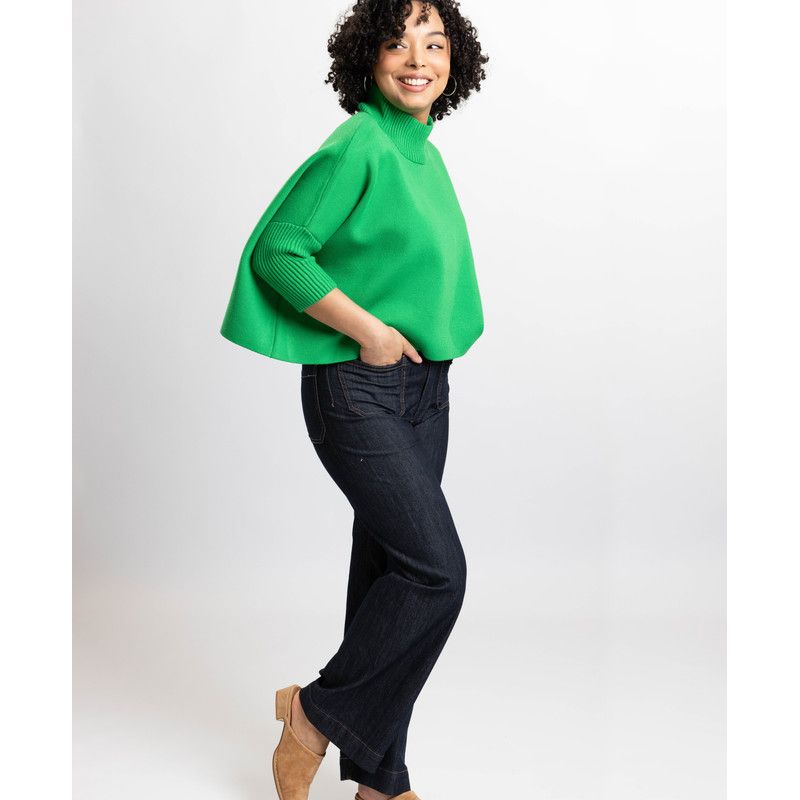 Women's Jordan Turtleneck Cropped 3/4-Length Sleeves Sweater