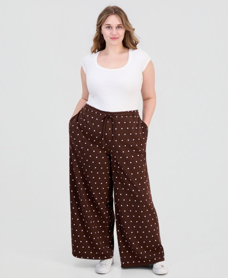 Trendy Plus Size Wide-Leg Drawstring Sweatpants
