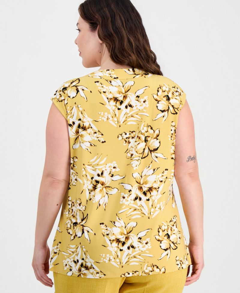 Plus Size Cowl-Neck Extended-Shoulder Top