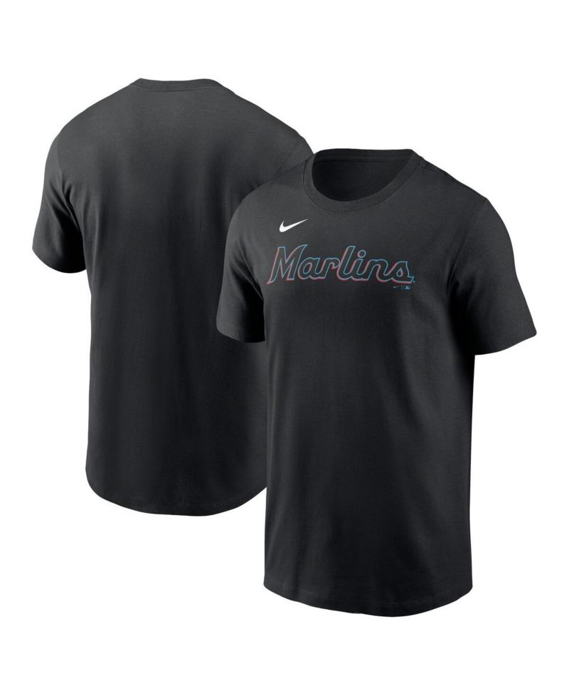 Men's Black Miami Marlins Fuse Wordmark T-Shirt