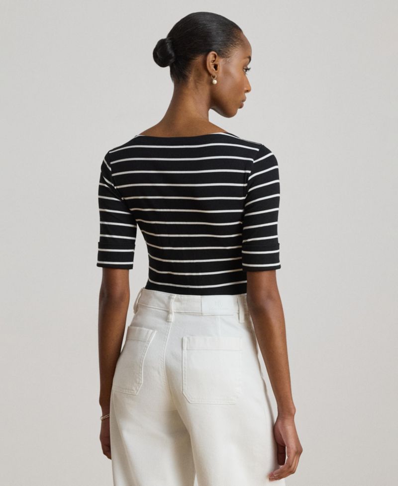 Women's Striped Boat Neck Top