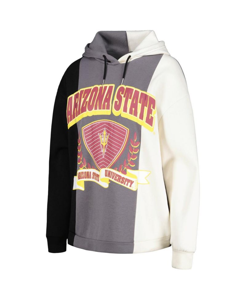 Women's Gray/Black Arizona State Sun Devils Hall of Fame Colorblock Pullover Hoodie