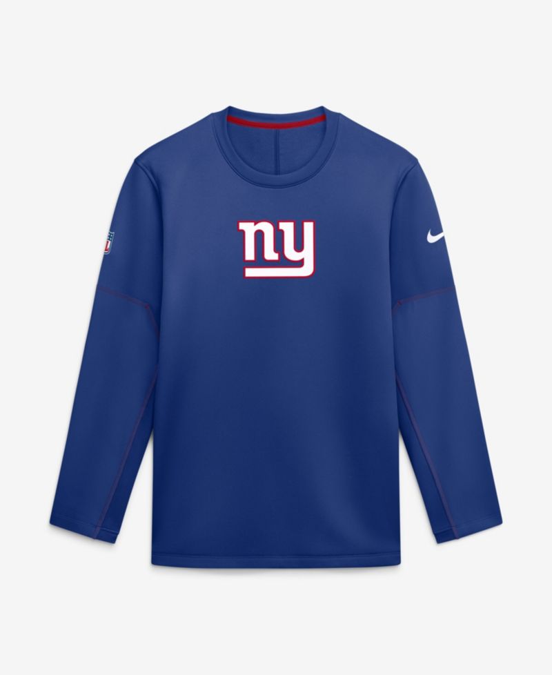 Men's Blue New York Giants Sideline Coaches Team Present Midweight Therma-FIT Sweatshirt