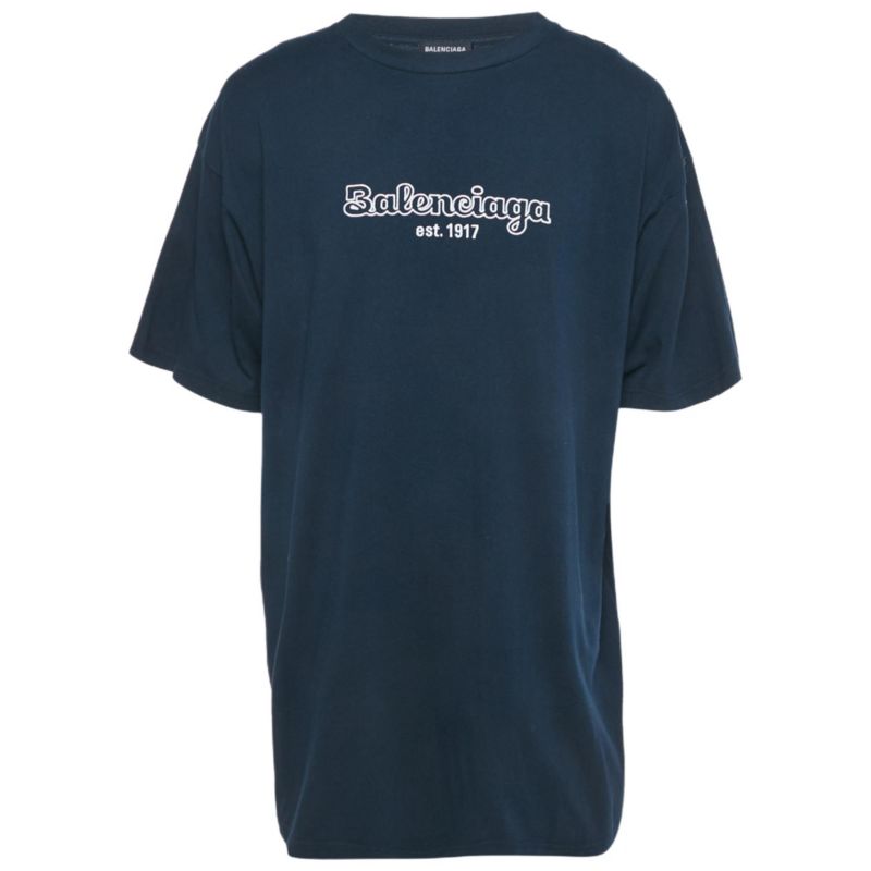 Men's Navy Blue Logo Embroidered Cotton T-Shirt