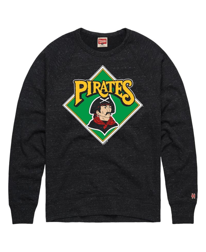 Men's Charcoal Pittsburgh Pirates Cooperstown Collection Raglan Tri-Blend Sweatshirt
