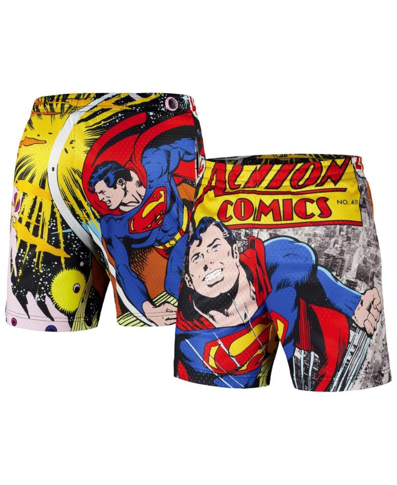 Men's Black Superman Big Print Mesh Shorts