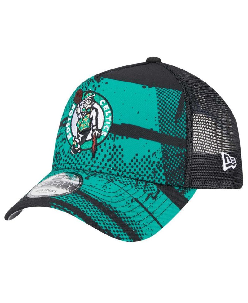 Men's Black/Kelly Green Boston Celtics Tip Off A-Frame Trucker 9FORTY Adjustable Hat