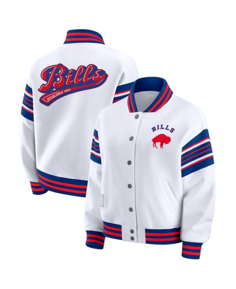 Women's White Buffalo Bills Plus Size Full-Snap Fleece Sweatshirt Jacket