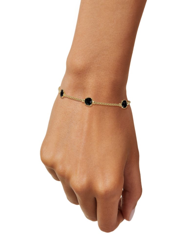 Lapis Lazuli Station Link Chain Bracelet in 14k Gold-Plated Sterling Silver (Also in Turquoise, Citrine, Amethyst, Garnet & Onyx)